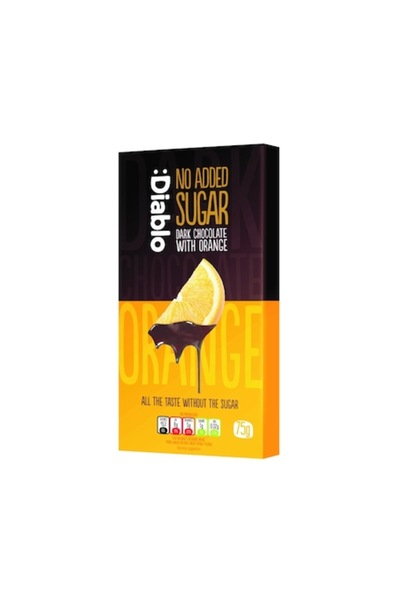 Diablo Sugar Free Ciocolată neagră Diablo cu portocale, fără zahăr adăugat, fără gluten, 75 g