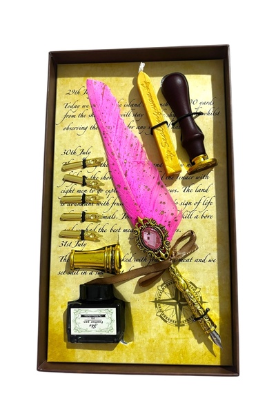 TOMBİ-X Divit Hokka Seti Osmanlı Kaligrafi Hat Sanatı Antika Tarz El Yapımı Nostaljik Mürekkepli Yazı Takımı