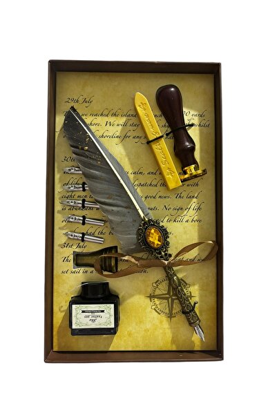 TOMBİ-X Divit Inkwell Set Ottoman Calligraphy Line Art Antique Style Handmade Nostalgic Writing Set with Ink