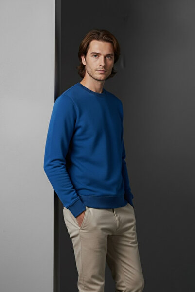 MORESUN سويت شيرت شتوي للجنسين أزرق بلون الكوبالت أزرق اللون ذو ثلاثة خيوط مب...