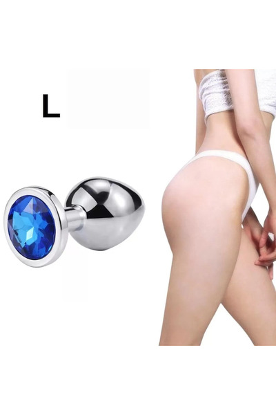 Paslanmaz Çelik Açık Pembe Yuvarlak Mücevher Taşlı Pürüzsüz Silver Metal Anal Butt Plug - Küçük Boy