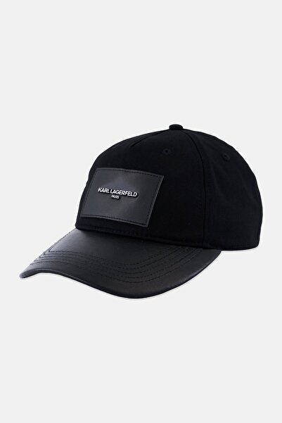 Karl Lagerfeld Men Patchwork Denim Baseball Cap, Black