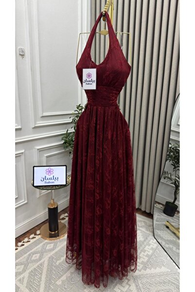 Bailsan Long burgundy lace dress