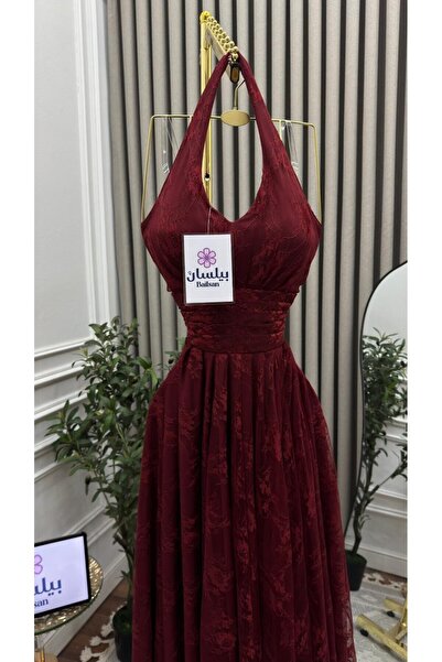 Bailsan Long burgundy lace dress