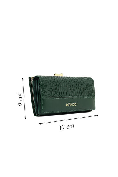 Derimod Women's Green Crocodile Patterned Wallet 000A2D5627E3
