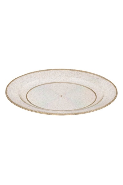 OEM Reusable transparent plastic plates with gold glitter 26cm - 6 pcs