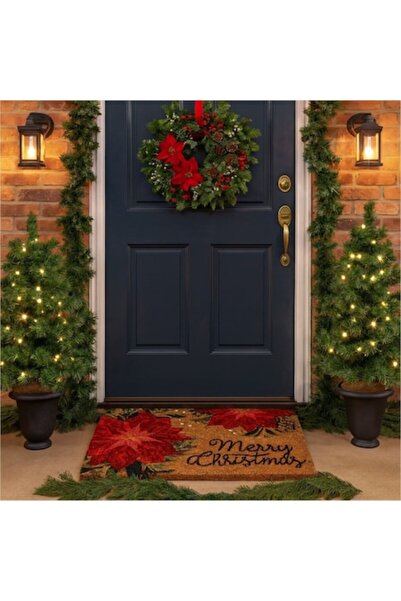 OEM Christmas doormat, brown with Patterned and "Merry Christmas" message, 60...