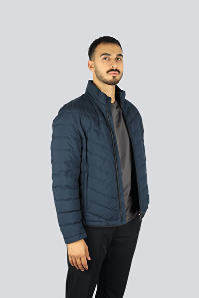 PAUL&SHARK Men's Regular Fit Quilted Patterned Wind and Waterproof Mock Neck Navy Blue Jacket 15312603-013