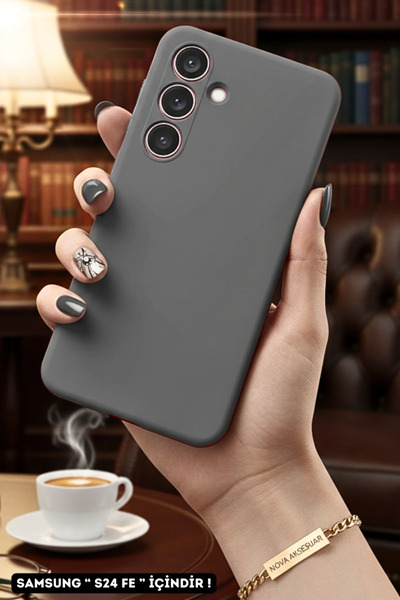 cepmoda حافظة هاتف سامسونج 'إس24 إف إي' غطاء سيليكون مرن ورفيع - رمادي