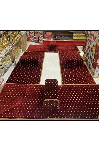 RAHHALA طقم جلوس أرضي مخملي فاخر – 8 قطع (4 قواعد + 4 مراكي)