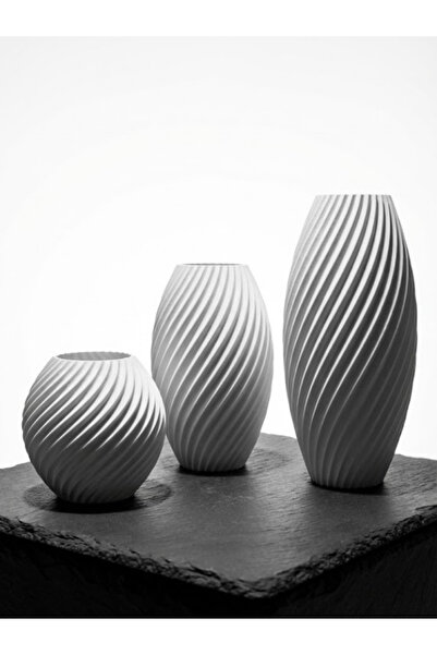 Leerybee 3 Pieces Indoor Decorative Vase Set 3D Printing 8-13-18 cm