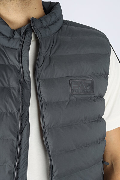 EA7 Men's Sleeveless Mock Neck Inflatable Zipper Closure Gray Vest 7m000683 Af15953-U8117