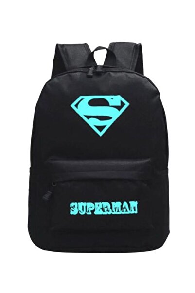 Generic Super Man Logo Printed Backpack Black/Blue