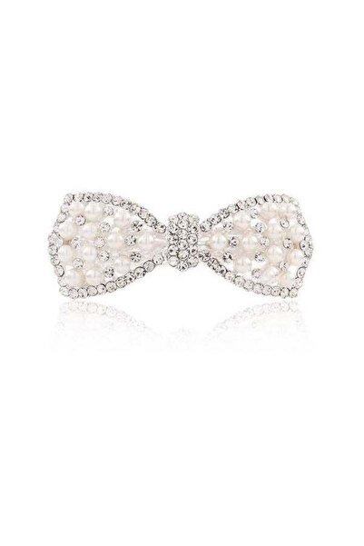 Generic Crystal Bow Knot Hair Clip White/Clear