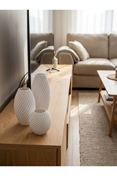 Leerybee 3 Pieces Indoor Decorative Vase Set 3D Printing 8-13-18 cm