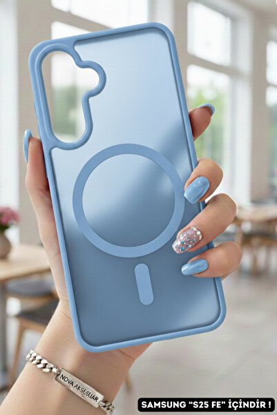 cepmoda SAMSUNG "S25 FE" Magsafe Telefon kılıfı, JOTA Premium Mat kapak, PC/TPU - AÇIK MAVİ