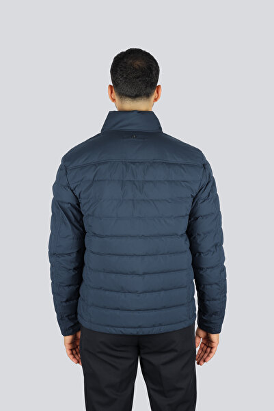 PAUL&SHARK Men's Regular Fit Quilted Patterned Wind and Waterproof Mock Neck Navy Blue Jacket 15312603-013