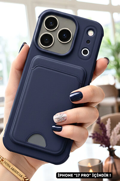 cepmoda İPHONE "17 PRO" Uyumlu Kartlıklı Telefon Kılıfı - Kart Bölmeli, Esnek...