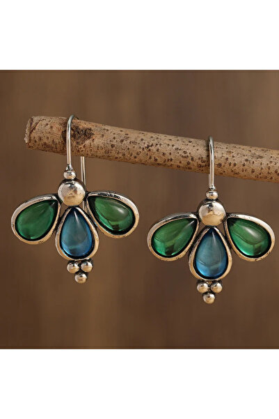 Choice E1258-1 Charm Green Blue Stone Waterdrop Hook Earrings for Women Silve...