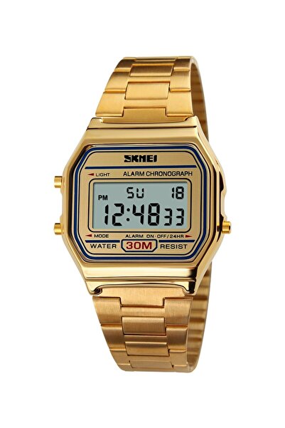 Skmei gold Top Brand Luxury Stainless Steel Chrono Sport Watches Men Back Light Display Digital Wris