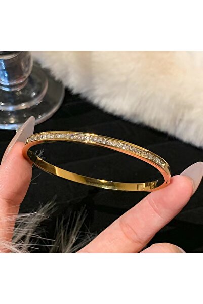 Choice ASL70285 سوار أنيق باللون الذهبي مرصع بأحجار الراين البراقة من الفولاذ...