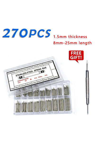 Choice 1.5 مم 8-25 مم 270 قطعة/مجموعة قضبان زنبركية من الفولاذ المقاوم للصدأ ...