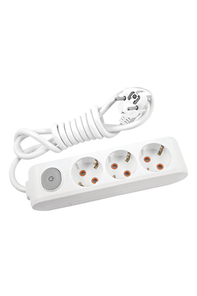 VİKO Multi-Let Anahtarlı Topraklı 3’lü Grup Priz - 1 Metre