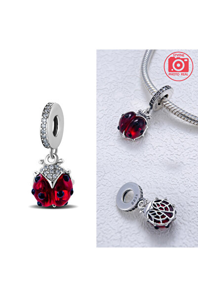 Choice HYC1802 سحر الدعسوقة الحمراء المتدلية مطلية بالفضة سحر مناسب سوار فضي أصلي للمجوهرات ماكي