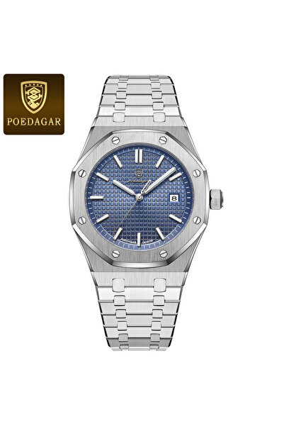 Choice7 924 Silver Blue Luxury Business Man Wristwatch Waterproof Luminous Date Men Watch Stainless Steel F
