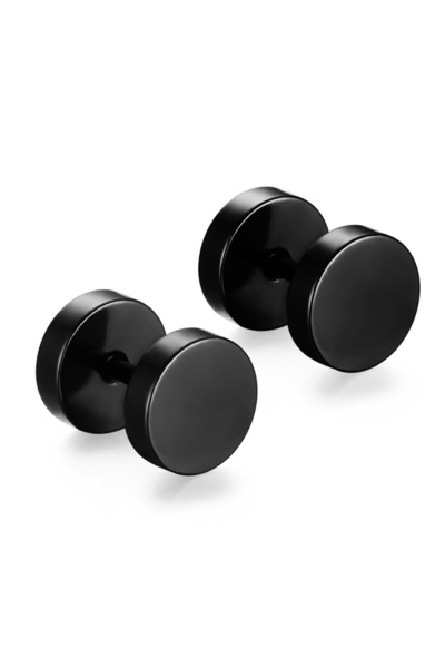 Choice أقراط أذن دائرية من الفولاذ المقاوم للصدأ مقاس 14 مم، لون أسود، زوج وا...