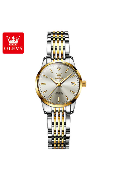 Choice Woman Gold Grey OLEVS 6635 Luxury Brand Ladies Watch Automatic Mechanical Wristwatch Waterproof Stai