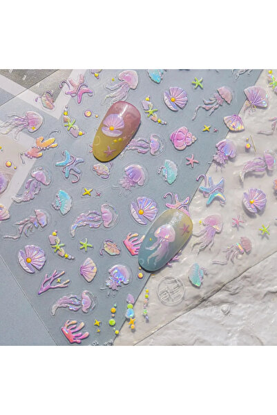 NAILFYOU ملصقات أظافر خماسية الأبعاد على شكل فقاعات مائية ملونة TO5038، سمكة ...