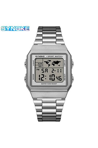 Choice ساعة SYNOKE فضية اللون، سوار من الفولاذ المقاوم للصدأ، ساعة كرونو رياض...