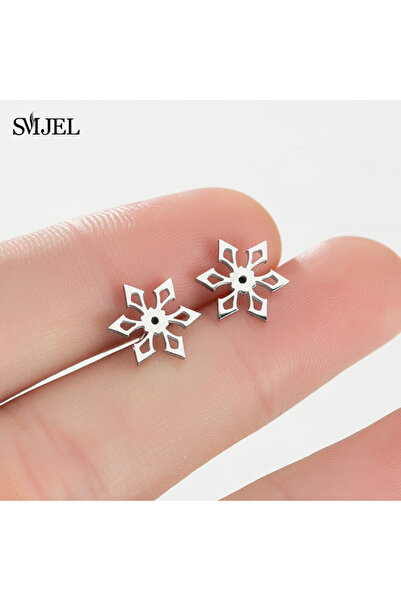 Choice أقراط أذن صغيرة من الفولاذ الفضي 460 SMJEL على شكل غزال لطيف على شكل رجل خبز الزنجبيل، أقراط أذن صغيرة على شكل ندفة ثلج