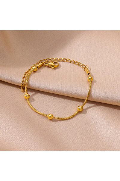 Choice سوار من الخرز الأنيق البسيط بتصميم عتيق بطول 19 سم ASL70426، سوار ذهبي...