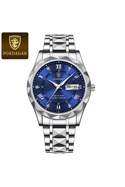 Choice5 615 Silver Blue Luxury Brand Men Watch Stainless Steel Waterproof Lum...