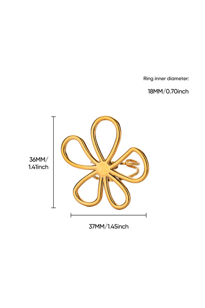 Choice JZ7032G خواتم زهور بسيطة للنساء، خاتم زهور مجوف من الفولاذ المقاوم للص...