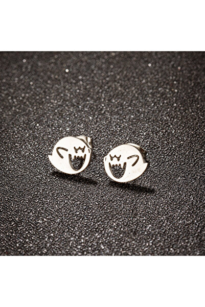 Choice GED705S 1 Pair Stainless Steel Cute Cartoon Earrings Stud Black Funny ...