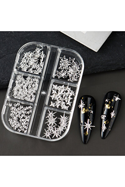 Choice S-175-02 مسمار معدني فضي على شكل نجمة، تصميم نجمة Y2K، زينة فنية ثلاثي...