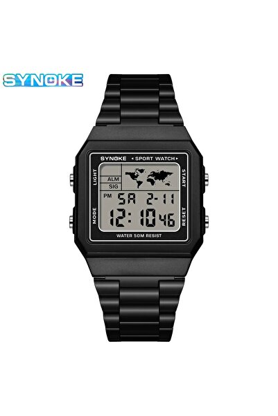 Choice ساعة يد رياضية كرونو من الفولاذ المقاوم للصدأ من سينوك، سوداء اللون، م...