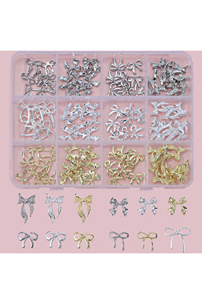 Choice ZB112(96pcs) 96/50Pcs 3D Bowknot/Ribbon Metal Nail Art Charms Sliver/G...