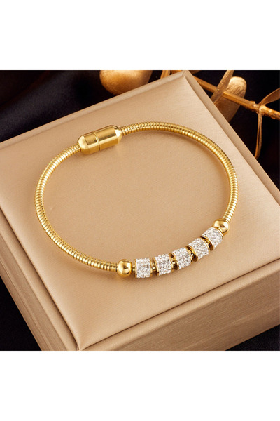 Choice سوار ذهبي اللون من الفولاذ المقاوم للصدأ Yupsk 316L باللون الذهبي مرصع...