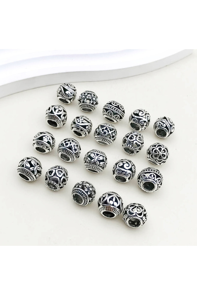 Choice SN236-20pcs 20 قطعة/مجموعة من خرزات الفضة العتيقة المستديرة ذات الفتحا...