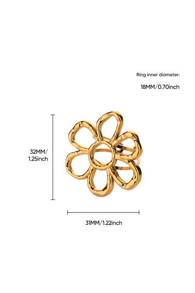 Choice JZ7026G خواتم زهور للنساء والفتيات خاتم افتتاح من الفولاذ المقاوم للصد...