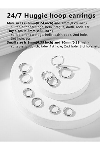 Choice مجموعة من 5 أزواج من الأقراط الفضية الصغيرة للنساء: مطلية بالذهب عيار ...