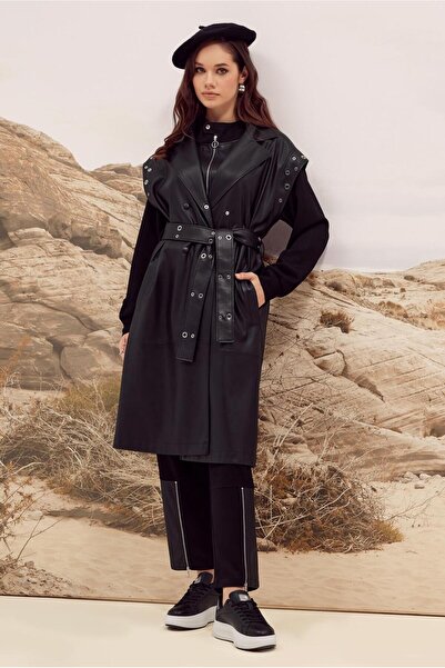 Alvina Leather Vest with Belt 45922