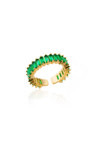 Choice خواتم JZ4470G-1 صغيرة الحجم من الزركون الأخضر للنساء من الفولاذ المقاو...