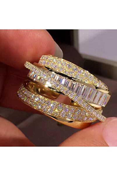 Choice خاتم هويتان T0799 ذهبي رائع قابل للتغيير بفتحة واسعة للنساء، فاخر مرصع...