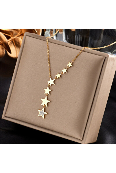 Choice قلادة طويلة من زاكول 316L من الفولاذ المقاوم للصدأ باللون الذهبي على ش...