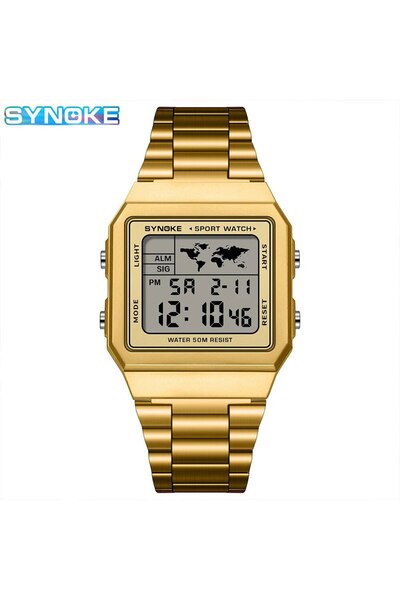 Choice ساعة يد رياضية كرونو من الفولاذ المقاوم للصدأ من سينوك، بسوار ذهبي، لل...